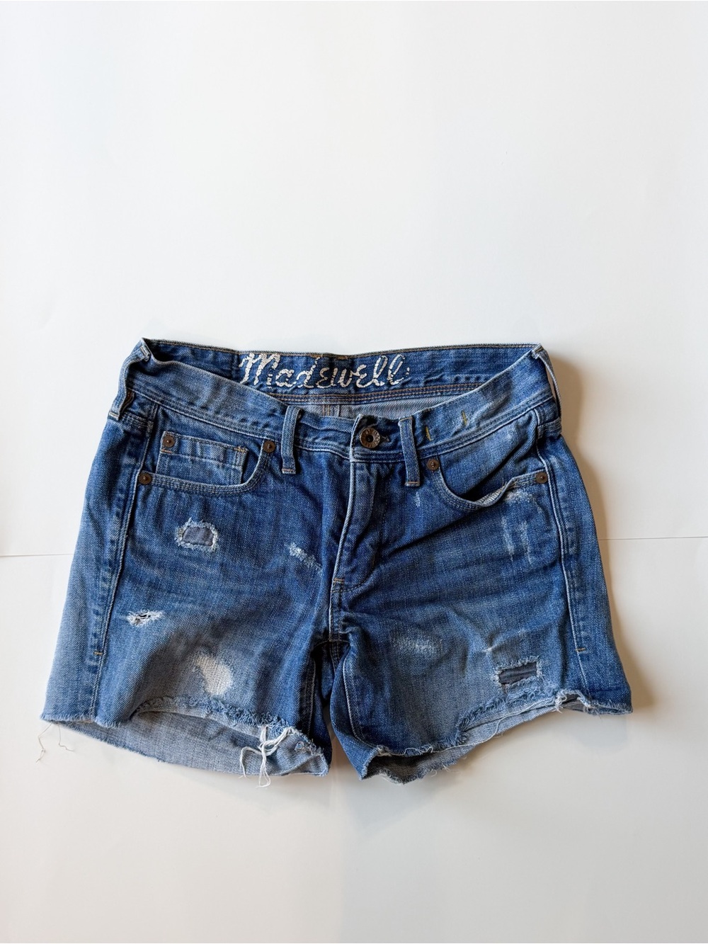 Madewell Blue Distressed Denim Cutoff Shorts